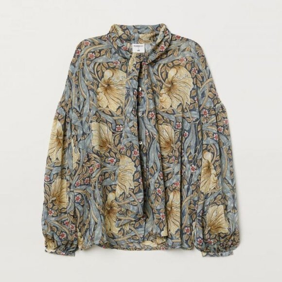 Morris & Co x H&M Floral Chiffon Blouse Size 2 - 47695 - Picture 1 of 15